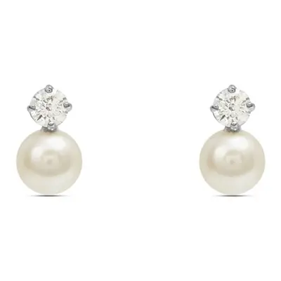 Orecchini Lobo Bon Ton Oro Bianco Perla D'Acqua Dolce Cubic Zirconia