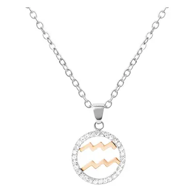 Collana Lady Chic Acciaio Bicolore Bianco / Rosa Cubic Zirconia