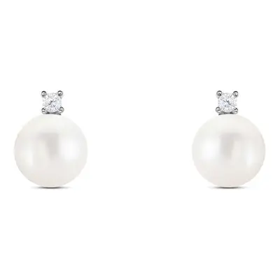 Orecchini Lobo Gabrielle Oro Bianco Perla D'Acqua Dolce Cubic Zirconia