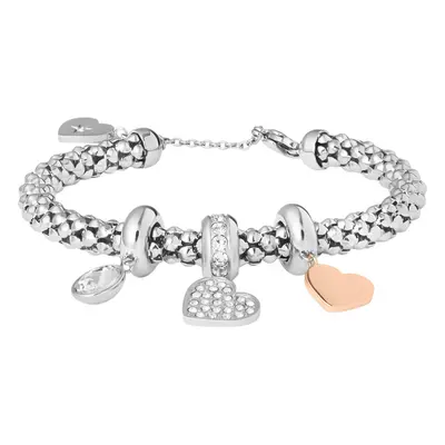 Bracciale Lady Chic Acciaio Bicolore Bianco / Rosa Cristallo