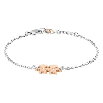 Bracciale Lady Chic Acciaio Bicolore Bianco / Rosa Cristallo