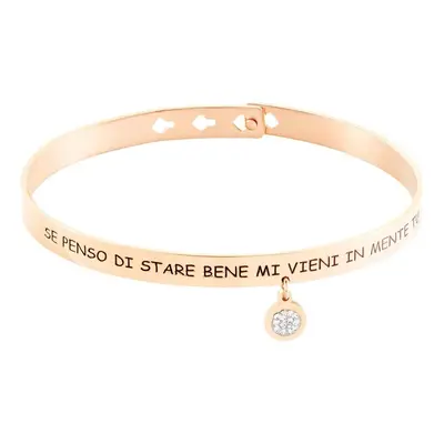 Bangle Lady Message Acciaio Rosa Cristallo