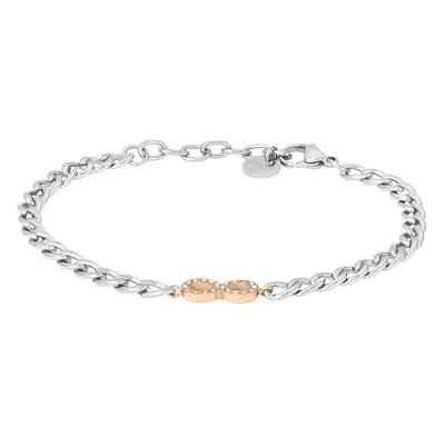 Bracciale Lady Chic Acciaio Bicolore Bianco / Rosa Cristallo