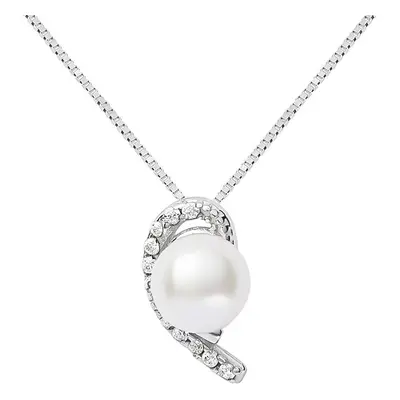 Collana Gabrielle Oro Bianco Perla D'Acqua Dolce Cubic Zirconia