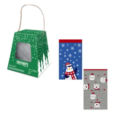 Set confezione regalo calzini antiscivolo con stampe natalizie XMAS-NA Scopri Calze