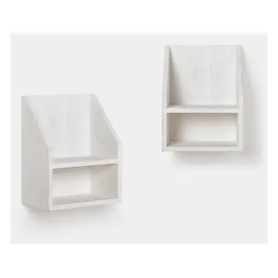 Set 2 comodini galleggianti in legno riciclato colore bianco Folk