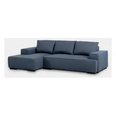 Divano letto con chaise longue sinistra a 3 posti blu Alan