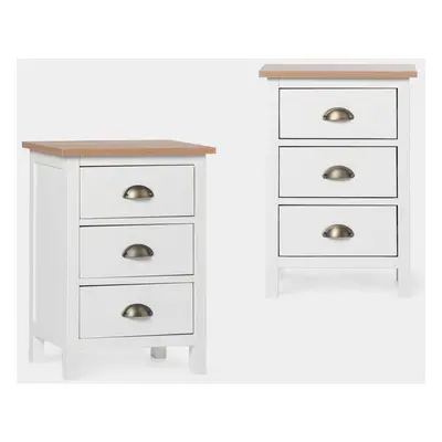 Set comodino con 3 cassetti in legno colore bianco Marais