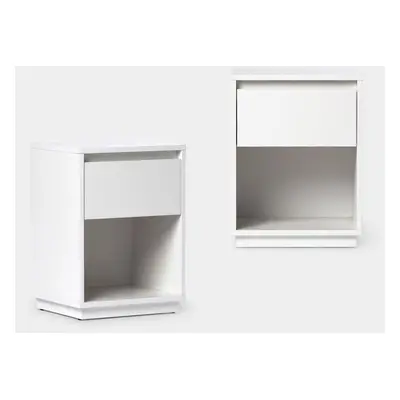 Set 2 comodini con 1 cassetto in legno bianco Oslo