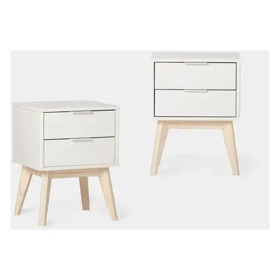 Set 2 comodini con 2 cassetti laccati in bianco Troy