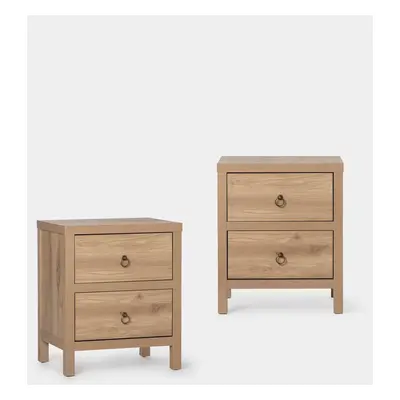 Set 2 comodini a 2 cassetti in legno naturale Livorno