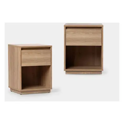 Set 2 comodini con 1 cassetto in legno naturale Oslo