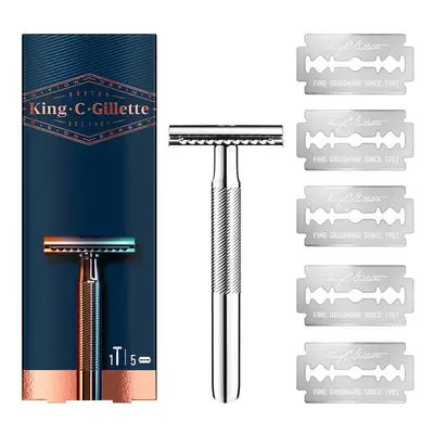 King C Gillette Rasoio Di Sicurezza + 5 Lame