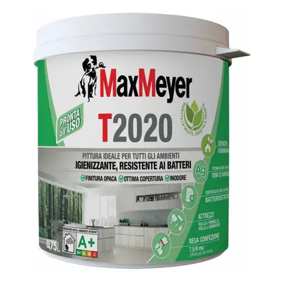 MaxMeyer Pittura murale bianca T2020 Traspirante Igienizzante 0,75L