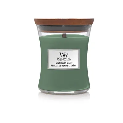 Woodwick Mint Leaves & Oak MEDIUM 275gr - Candela Profumata