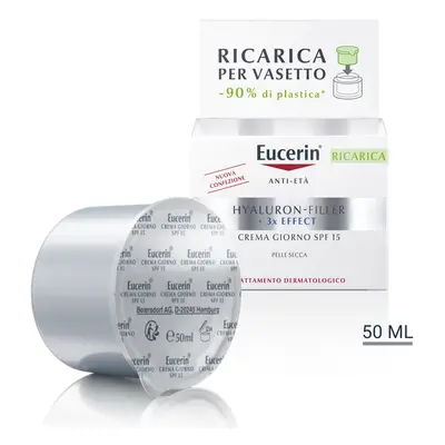 Eucerin Ricarica Hyaluron-Filler +3x Effect Crema Giorno SPF15 per Pelle Secca 50ml - Crema viso