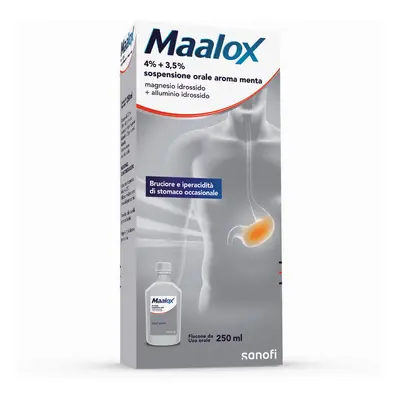 Maalox 400+400 Sospensione Orale, Contro Acidità Di Stomaco Occasionale, 250 Ml