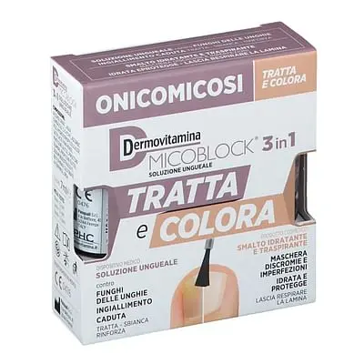 Dermovitamina Micoblock 3 In 1 Soluzione Ungueale 7 Ml + Smalto Idratante Traspirante 5 Ml