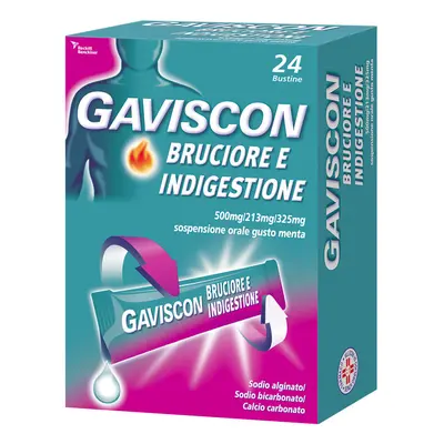 Gaviscon Bruciore E Indigestione 24 Bustine 10ML Contro Sintomi Del Reflusso Gastroesofageo, Ind