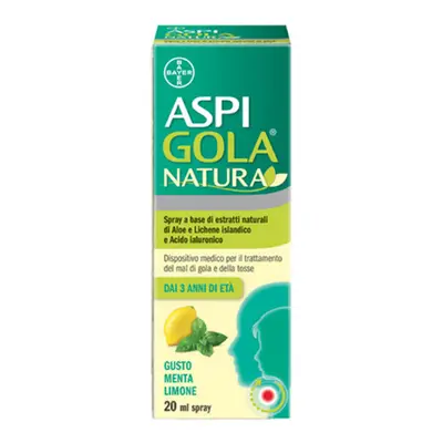 Aspi Gola Natura Spray Con Estratti Naturali Per Tosse E Mal Di Gola Menta E Limone Flacone 20ml