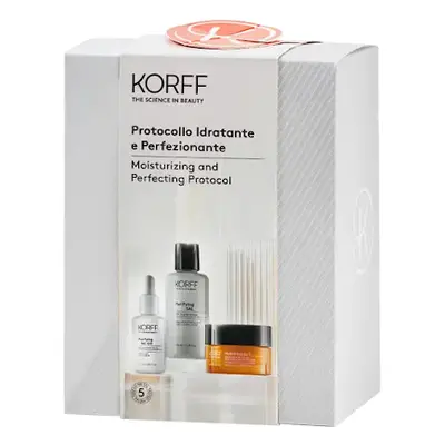 Korff Cofanetto Idratante Perfezionante Soluzione Esfoliante 100ml + Siero Viso 30ml + Crema Vis