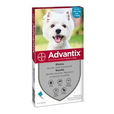 Advantix - Spot On Antiparassitario Per Cani 4-10 Kg Confezione 6 Pipette