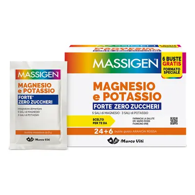 Massigen Magnesio E Potassio Forte Zero Zuccheri 24 + 6 BUSTINE