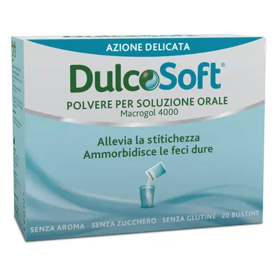 Dulcosoft, Dispositivo Medico, Feci Dure, Senza Glutine, Senza Zucchero, Macrogol 4000, 20 Busti