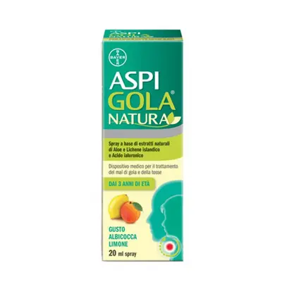 Aspi Gola Natura Spray Con Estratti Naturali Per Tosse E Mal Di Gola Albicocca E Limone Flacone 