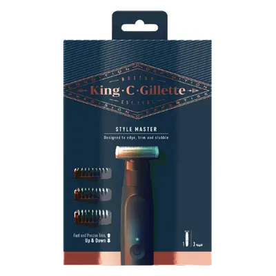 Gillette King C. Style Master Kit Regolabarba, Rasoio Elettrico Uomo + 3 Pettini -