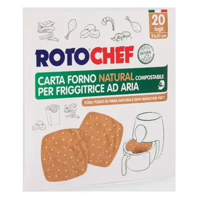 Rotochef Carta Forno Natural per Friggitrice ad Aria 20 Pezzi -