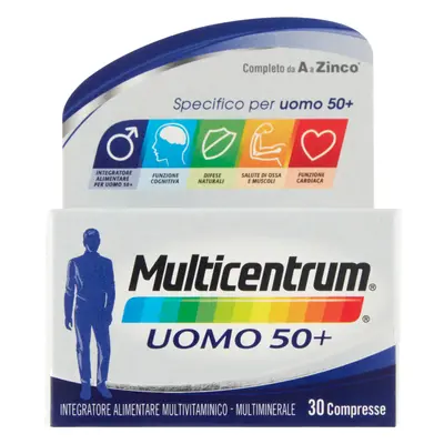 Multicentrum Uomo 50+ Integratore Multivitaminico con Sali Minerali 30 Compresse -