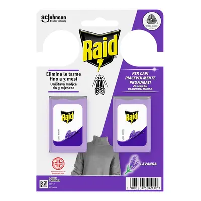 Raid Anti Tarme Gabbietta Vestiti, Per Capi Piacevolmente Profumati, Fragranza alla Lavanda, 2 P