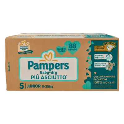 Pampers Baby Dry Junior Quadripacco 5 (11-25 Kg) 88 Pannolini -