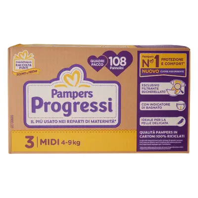 Pampers Progressi Midi Quadripacco 108 Pannolini -