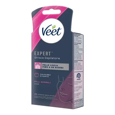 Veet Expert Strisce Viso Pelli Normali 20 Strisce + Salviette Post-Epilazione con Olio D'Argan -