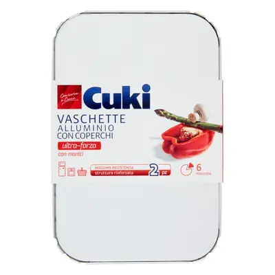 Cuki Conserva e Cuoce Vaschette Alluminio con Coperchi 6 porzioni 2 Pezzi -