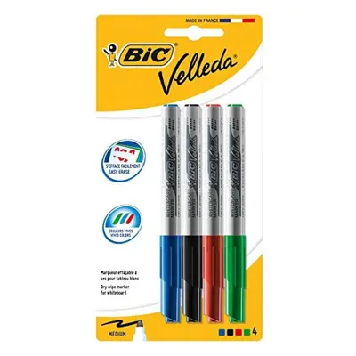 Bic Velleda Marcatori Cancellabili per Lavagna Colorati 4 Pezzi -