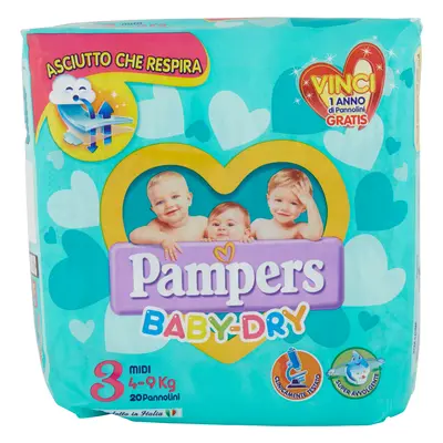 Pampers Baby Dry 3 Midi 4-9 Kg 20 Pannolini -