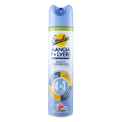 Emulsio Mangia Polvere l'Antistatico Multi Superficie 4 in 1 Fiori di Loto e Cotone 300 ml -