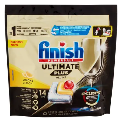 Finish Ultimate Plus All In One Lemon Lavastoviglie 14 Caps -