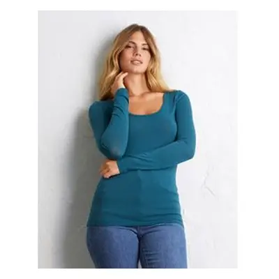 Maglia manica lunga - Basic con Cashmere / VERDE OCEANO / S