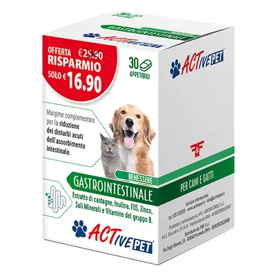 Linea Act ActivePet Mangime Complementare per Il Benessere Intestinale di Cani e Gatti 30 compre