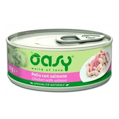 Oasy Pollo con Salmone Specialità Naturali Cibo Umido per Gatti in Lattina 70 g