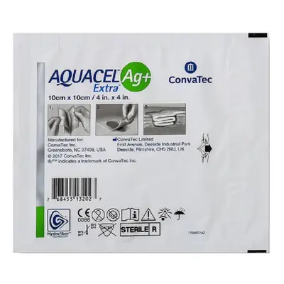 Aquacel Ag+ Extra 10x10 cm Medicazione per Piaghe da Decubito 1 pezzo