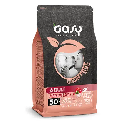 Oasy Grain Free Dog Formula Adult Medium Large Cibo Secco per Cani Senza Cereali Gusto Tacchino 