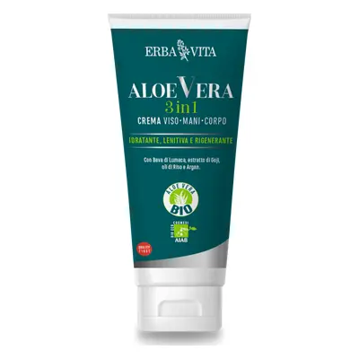 Erba Vita Aloe Vera Crema 3 in 1 Bio per Viso Mani e Corpo 200 ml