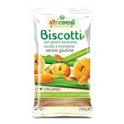 Probios Altri Cereli Biscotti biologici Grano Saraceno, Carota e Mandorle Senza Glutine 250 g