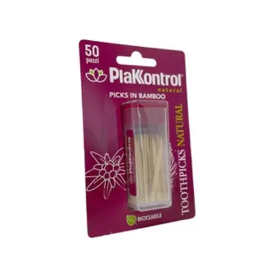 Plakkontrol Toothpicks Natural Bastoncini per la rimozione della placca dentale 50 pezzi