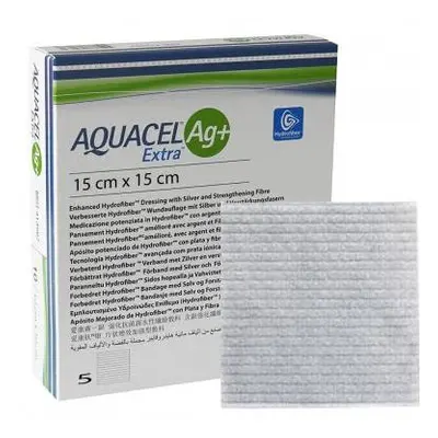 Aquacel Ag + Extra Medicazione In Hydrofiber E Ioni Argento Intessuta In Lyocell 15x15cm 5 Pezzi